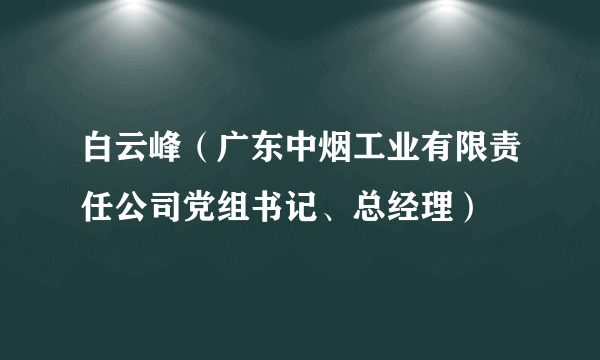 白云峰（广东中烟工业有限责任公司党组书记、总经理）