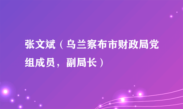 张文斌（乌兰察布市财政局党组成员，副局长）