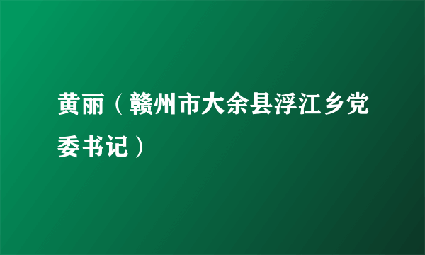 黄丽（赣州市大余县浮江乡党委书记）