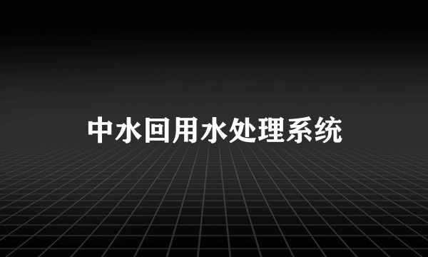 中水回用水处理系统