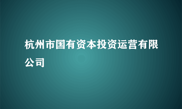 杭州市国有资本投资运营有限公司