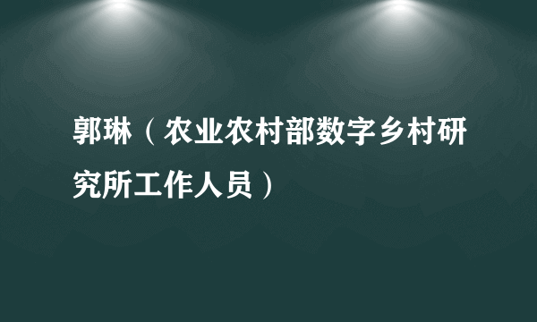 郭琳（农业农村部数字乡村研究所工作人员）