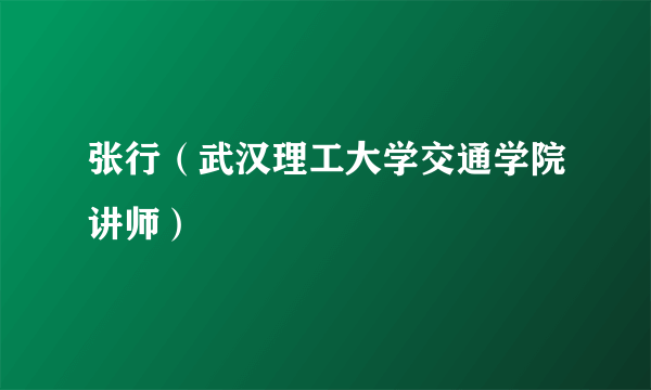 张行（武汉理工大学交通学院讲师）