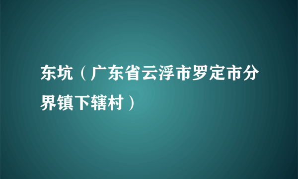 东坑（广东省云浮市罗定市分界镇下辖村）