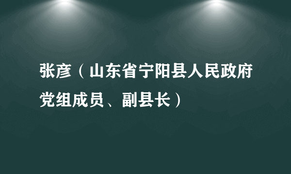 张彦（山东省宁阳县人民政府党组成员、副县长）