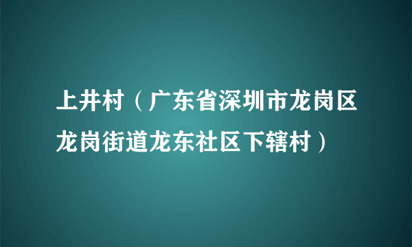 上井村（广东省深圳市龙岗区龙岗街道龙东社区下辖村）