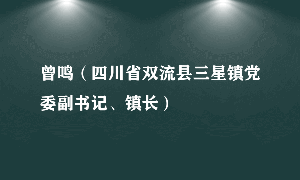 曾鸣（四川省双流县三星镇党委副书记、镇长）