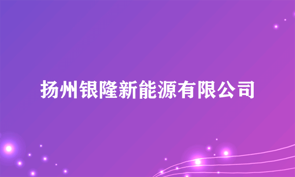 扬州银隆新能源有限公司