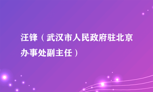 汪锋（武汉市人民政府驻北京办事处副主任）