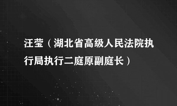 汪莹（湖北省高级人民法院执行局执行二庭原副庭长）