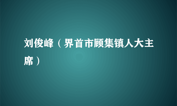 刘俊峰（界首市顾集镇人大主席）