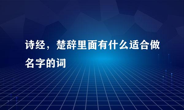 诗经，楚辞里面有什么适合做名字的词