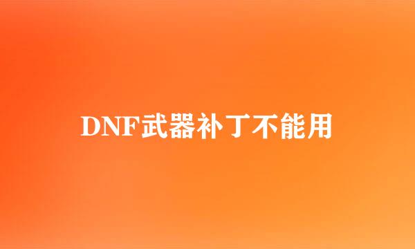 DNF武器补丁不能用