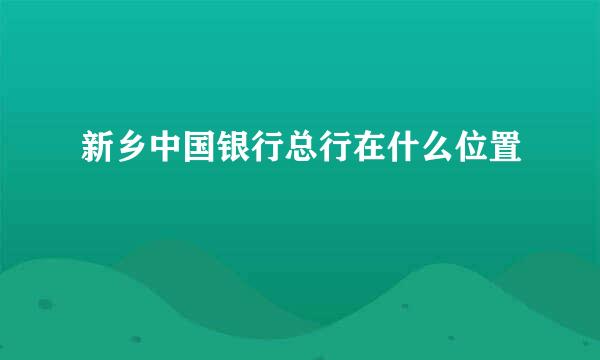 新乡中国银行总行在什么位置