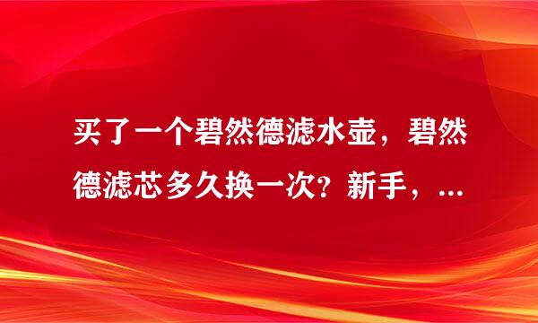 买了一个碧然德滤水壶，碧然德滤芯多久换一次？新手，还不太会操作