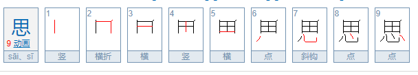 思怎么写笔顺