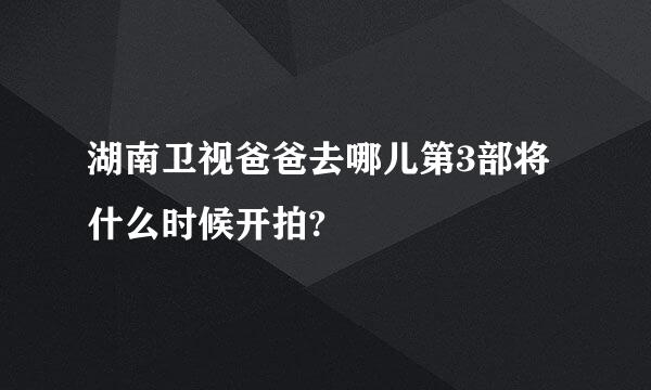 湖南卫视爸爸去哪儿第3部将什么时候开拍?