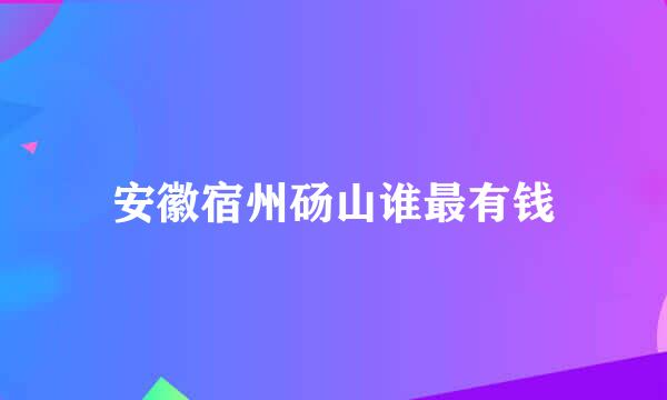 安徽宿州砀山谁最有钱