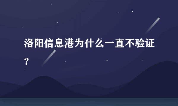 洛阳信息港为什么一直不验证？