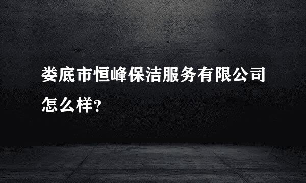 娄底市恒峰保洁服务有限公司怎么样？