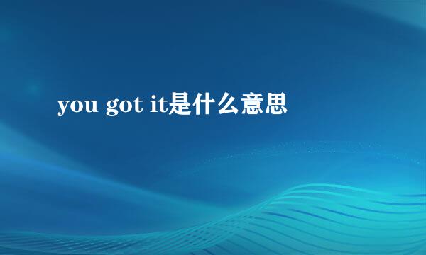 you got it是什么意思