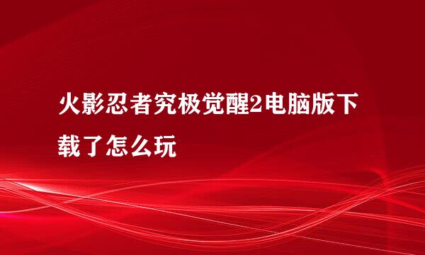 火影忍者究极觉醒2电脑版下载了怎么玩