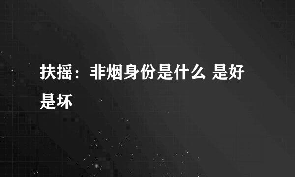 扶摇：非烟身份是什么 是好是坏