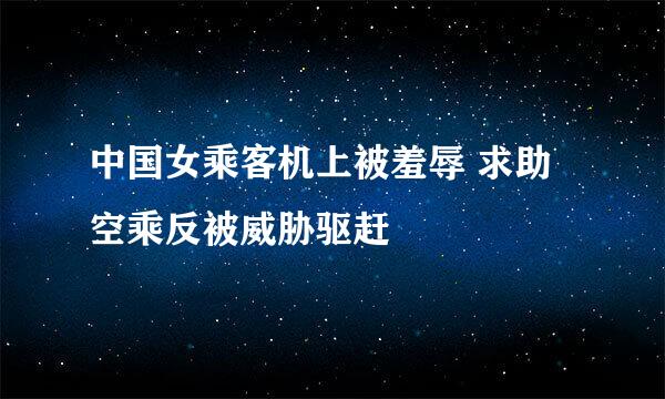 中国女乘客机上被羞辱 求助空乘反被威胁驱赶