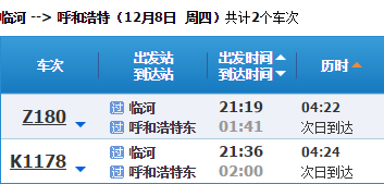 给我看看临河到呼和浩特的火车21点多少