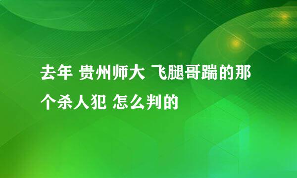 去年 贵州师大 飞腿哥踹的那个杀人犯 怎么判的