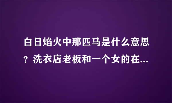 白日焰火中那匹马是什么意思？洗衣店老板和一个女的在卡车里面调戏这一段代表什么？为什么张自力能发现女