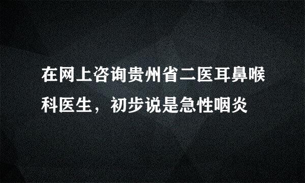 在网上咨询贵州省二医耳鼻喉科医生，初步说是急性咽炎