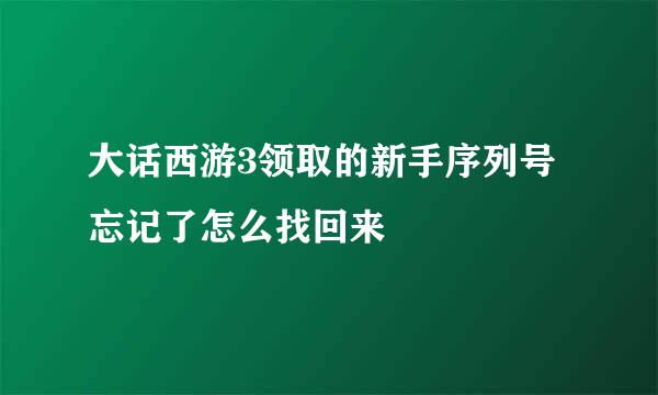 大话西游3领取的新手序列号忘记了怎么找回来