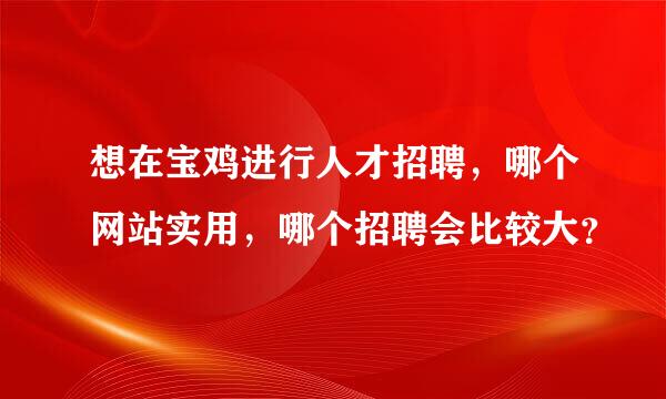 想在宝鸡进行人才招聘，哪个网站实用，哪个招聘会比较大？