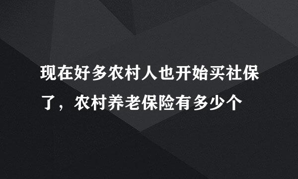 现在好多农村人也开始买社保了，农村养老保险有多少个