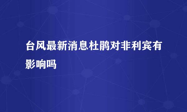 台风最新消息杜鹃对非利宾有影响吗