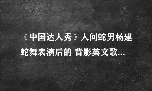 《中国达人秀》人间蛇男杨建蛇舞表演后的 背影英文歌名 男声的