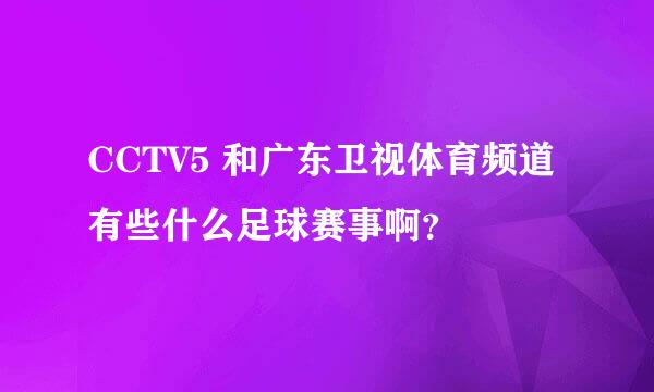 CCTV5 和广东卫视体育频道有些什么足球赛事啊？