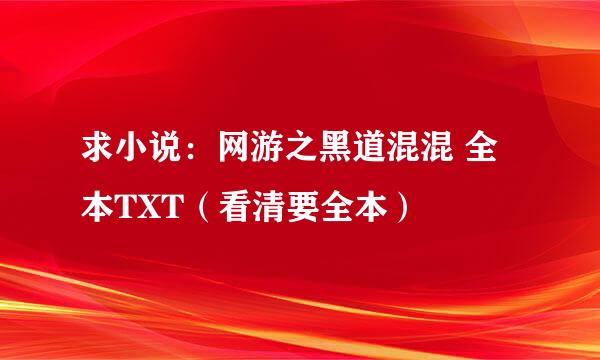 求小说：网游之黑道混混 全本TXT（看清要全本）