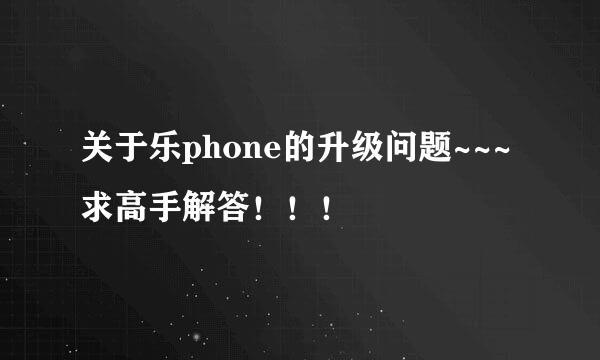 关于乐phone的升级问题~~~求高手解答！！！