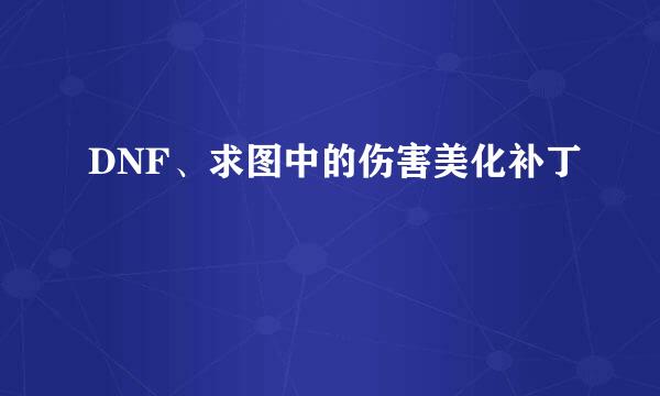 DNF、求图中的伤害美化补丁