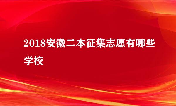 2018安徽二本征集志愿有哪些学校