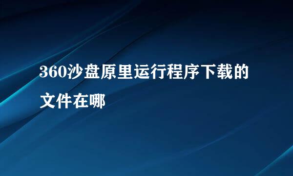 360沙盘原里运行程序下载的文件在哪