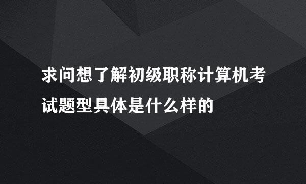 求问想了解初级职称计算机考试题型具体是什么样的