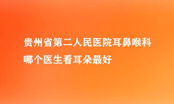 贵州省第二人民医院耳鼻喉科哪个医生看耳朵最好