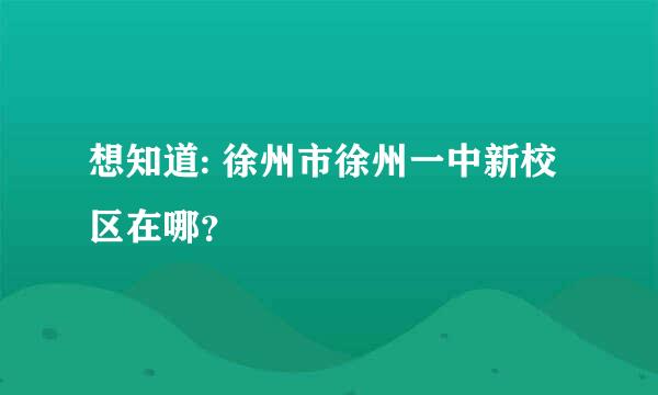 想知道: 徐州市徐州一中新校区在哪？