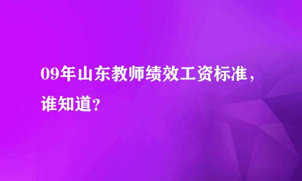 09年山东教师绩效工资标准，谁知道？