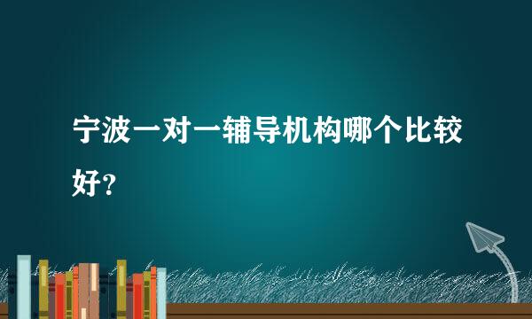 宁波一对一辅导机构哪个比较好？