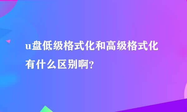 u盘低级格式化和高级格式化有什么区别啊？