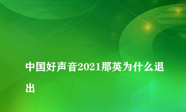 
中国好声音2021那英为什么退出
